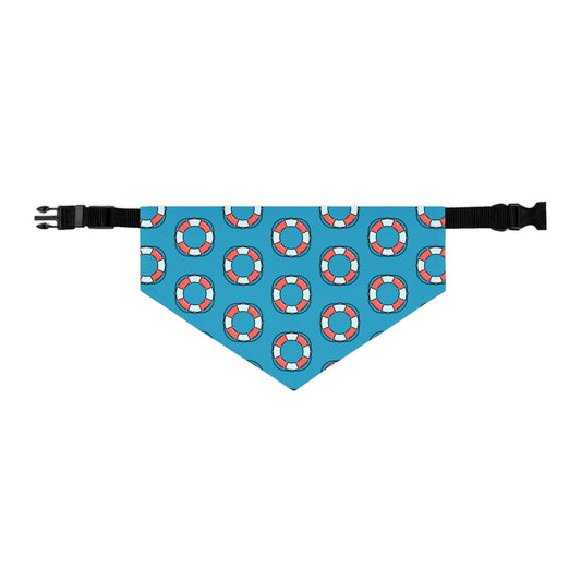 Anchors Aweigh Pet Bandana: Nautical Life Saver Style