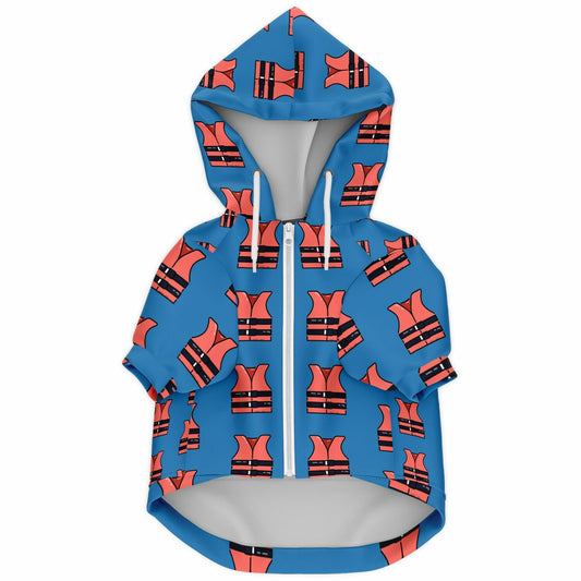 Anchors Aweigh Pet Hoodie: Nautical Life Jacket Style