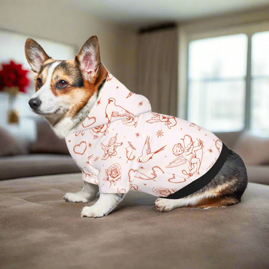 Small Dog Cupid and Roses Dog Hoodie